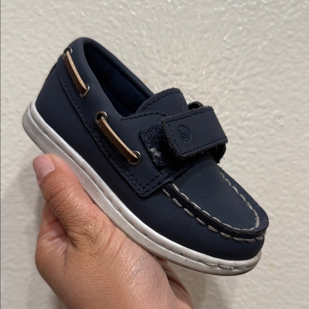 Sperry Kids Navy Moccasins with Tan Accents